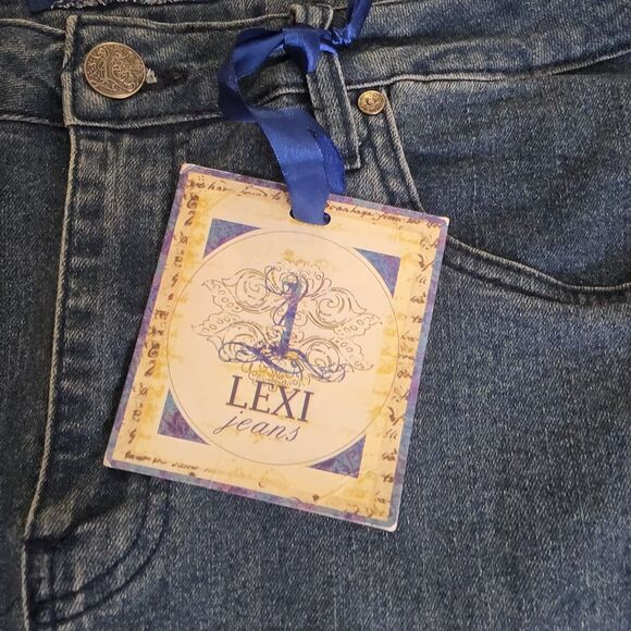 Lexi Jeans Denim Skirt Size 14 Straight Pencil Midi Blue Slit Classic Travel - Picture 8 of 8